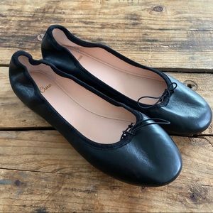 J.Crew 6.5 Black Bow Leather Ballet Flats